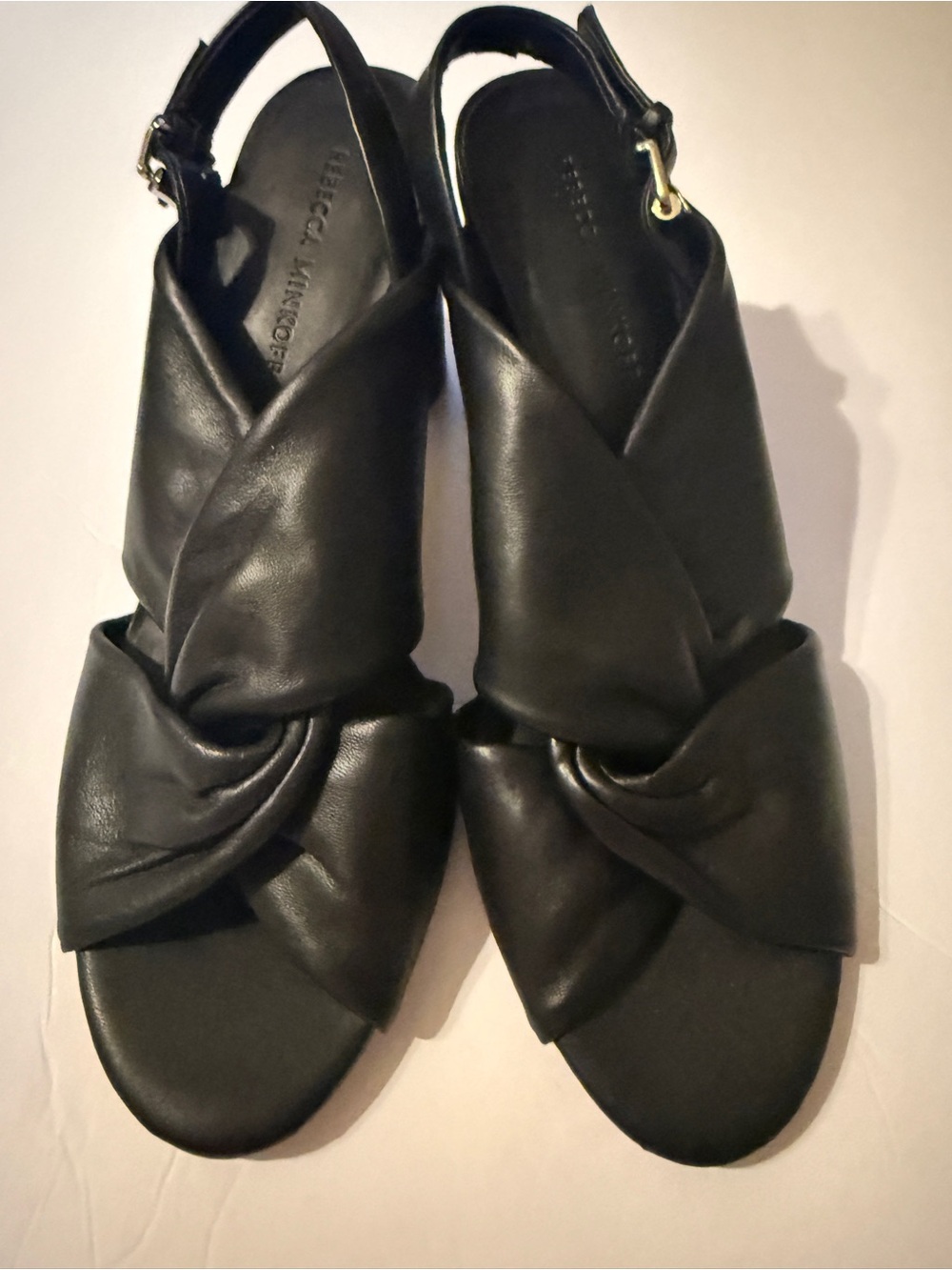 Rebecca Minkoff Agata Twist Knot Slingback Sandals Black Leather 9.5M